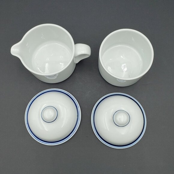 Dansk Bistro Christianshavn Blue Creamer & Sugar Bowl with Lids - Picture 3 of 7